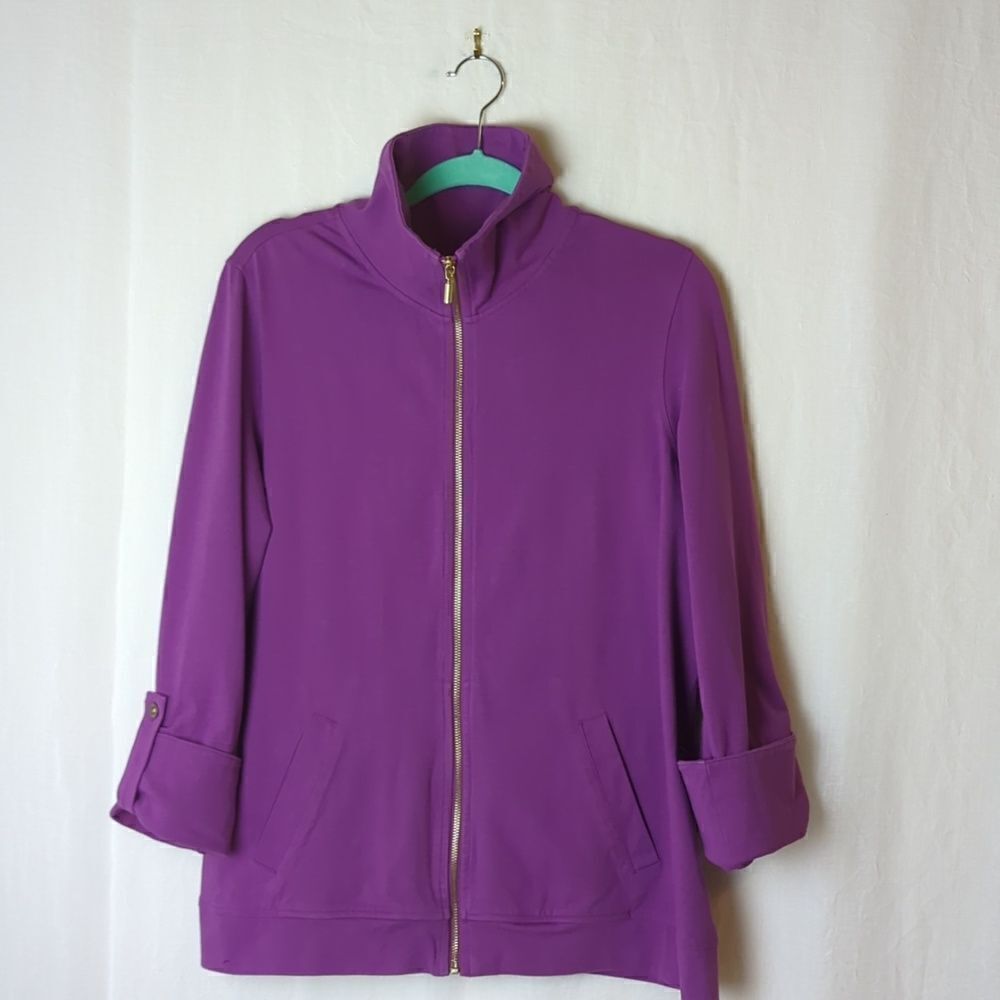Charter Club Athletic Wear Cotton Purple Knit Jacket 1X